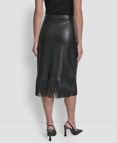 Dkny Women's Fringe Midi Skirt In Black