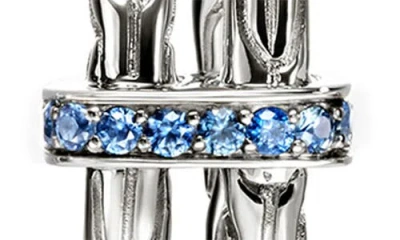 John Hardy Sterling Silver Spear Blue Sapphire Coil Hoop Earrings In Silver