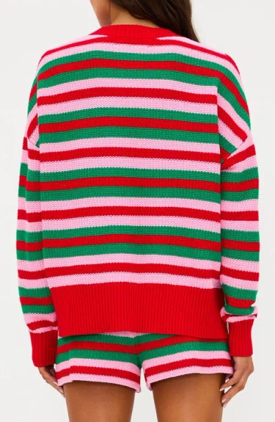Beach Riot Callie Sweater In Ruby Stripe In Multi