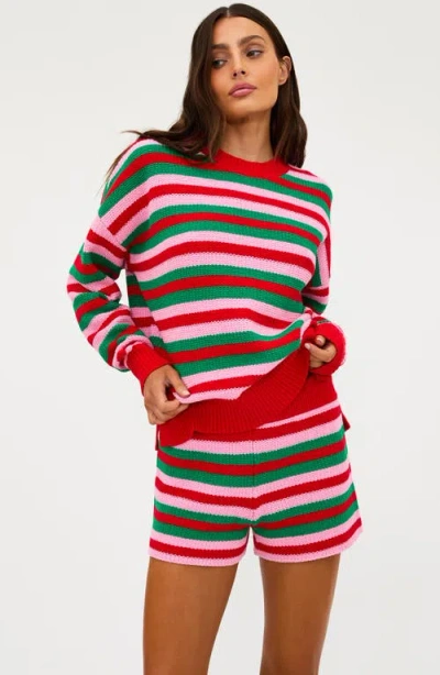 Beach Riot Callie Sweater In Ruby Stripe In Multi