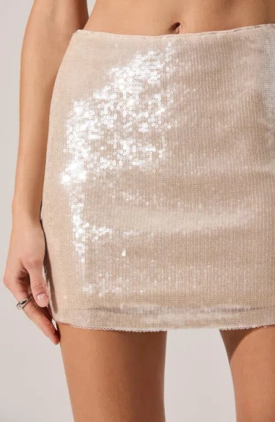 Astr The Label Darby Sequin Miniskirt In Neutral