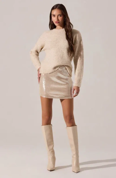 Astr The Label Darby Sequin Miniskirt In Neutral