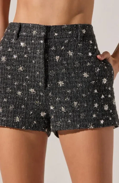 Astr The Label Wynn High Waist Tweed Shorts In Black