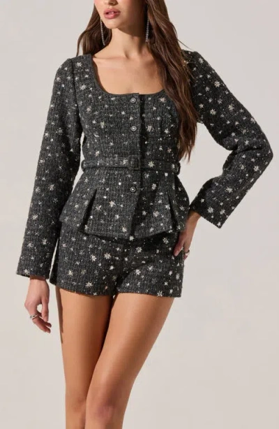 Astr The Label Wynn High Waist Tweed Shorts In Black