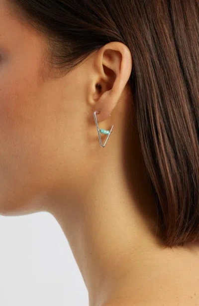 Nashelle Geo Beaded Hoop Earrings In Silver