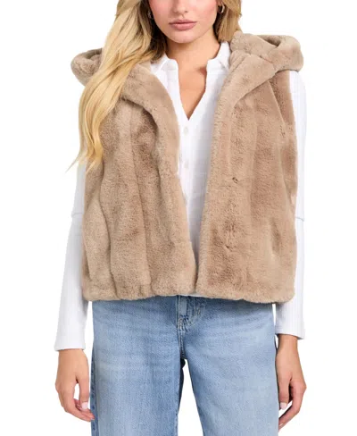 Guess Women's Sophy Faux-fur Hooded Vest In Brown
