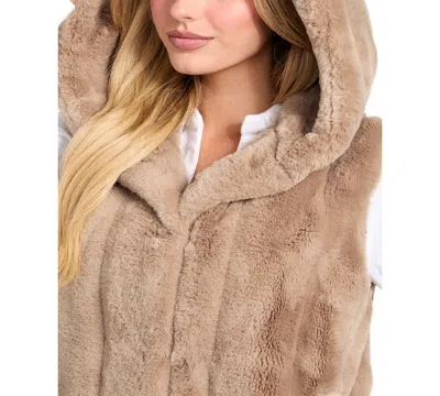 Guess Women's Sophy Faux-fur Hooded Vest In Brown