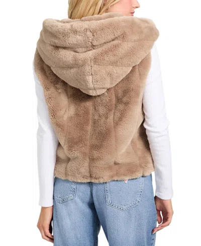 Guess Women's Sophy Faux-fur Hooded Vest In Brown