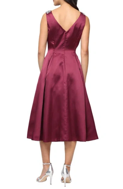 Alex Evenings Women's A-line Sleeveless Shoulder Embellished Dress In Burgundy