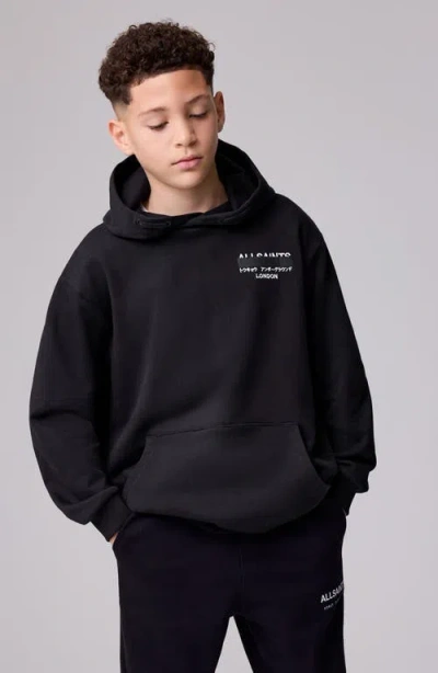 Smallsaints By Allsaints Kids' Redact Oversize Cotton Fleece Hoodie In Black