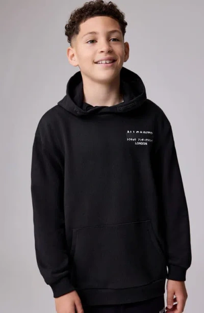 Smallsaints By Allsaints Kids' Redact Oversize Cotton Fleece Hoodie In Black