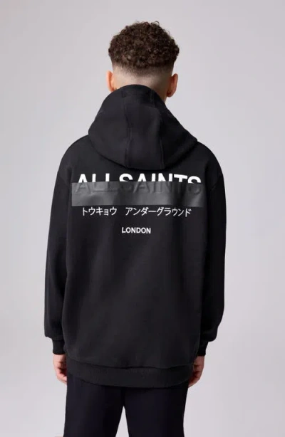 Smallsaints By Allsaints Kids' Redact Oversize Cotton Fleece Hoodie In Black