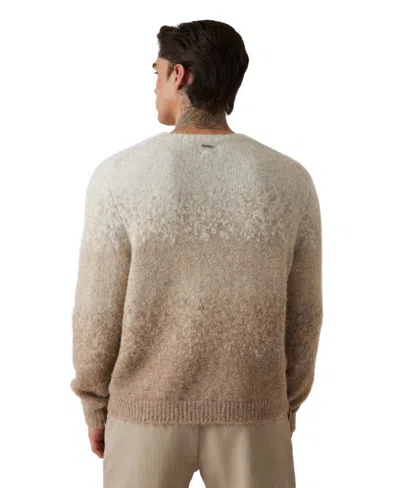 Guess Men's Long Sleeve Stripe Pattern Sweater In Brown