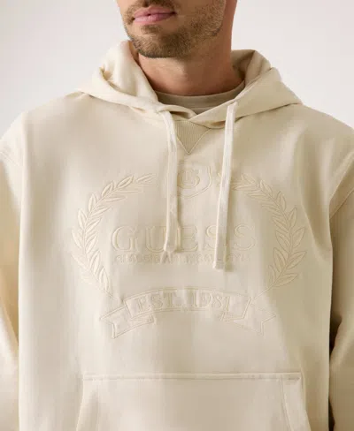 Guess Men's Long Sleeve Hooded Sweatshirt In White