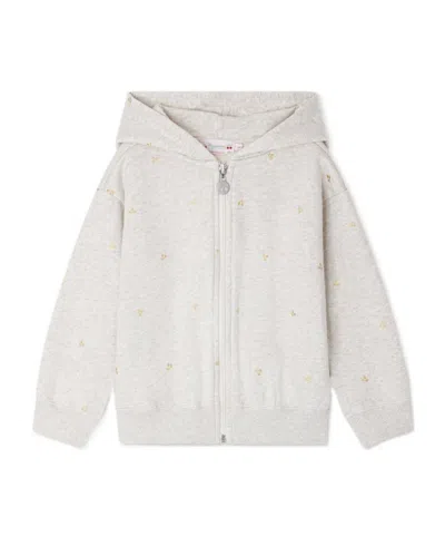 Bonpoint Talent Cherry-printed Zip-up Hoodie In White