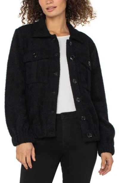 Liverpool Los Angeles Fuzzy Collared Bomber Jacket In Black