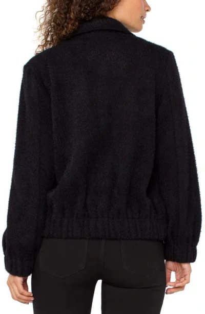 Liverpool Los Angeles Fuzzy Collared Bomber Jacket In Black