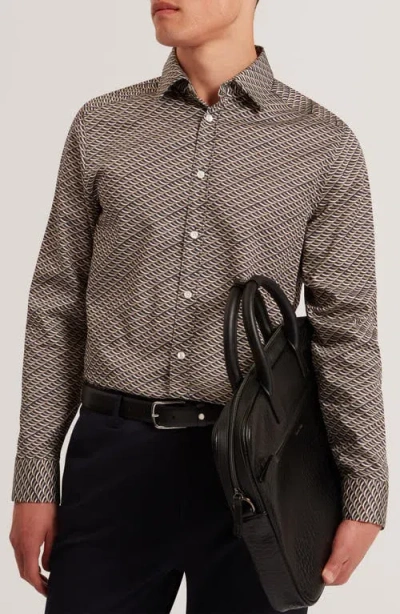 Ted Baker Agnar Long Sleeved Regular Fit Button Down Shirt In Multi