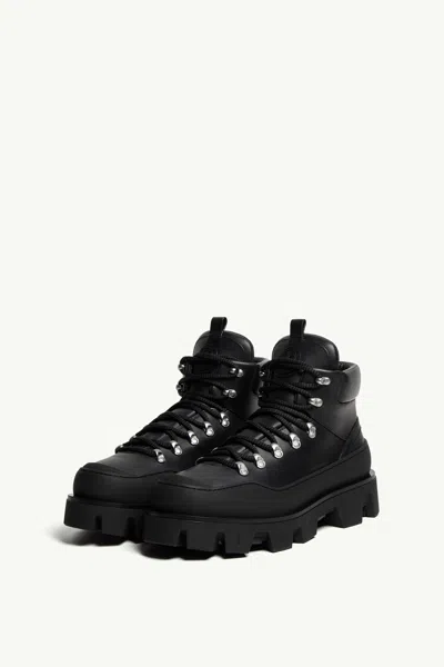 Moncler Peak Trek Leather Lace-up Boots In Black