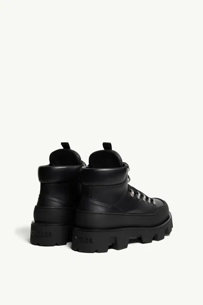 Moncler Peak Trek Leather Lace-up Boots In Black