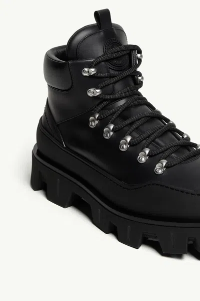 Moncler Peak Trek Leather Lace-up Boots In Black