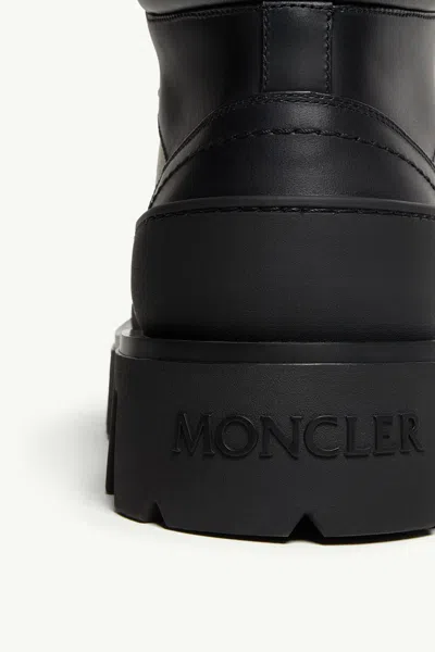 Moncler Peak Trek Leather Lace-up Boots In Black