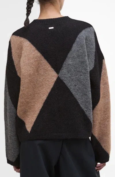 Barbour Sabrina Colorblock Wool Blend Crewneck Sweater In Gray