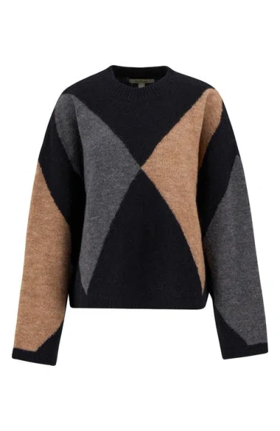 Barbour Sabrina Colorblock Wool Blend Crewneck Sweater In Gray