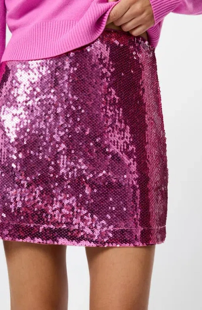 French Connection Sadie Stretch Sequin Mini Skirt In Pink