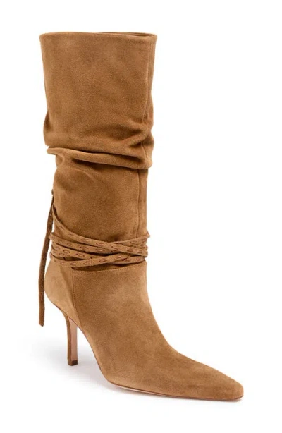 Cinq À Sept Samina Ruched Knee High Boot In Brown