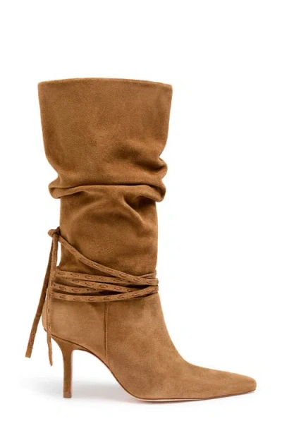 Cinq À Sept Samina Ruched Knee High Boot In Brown