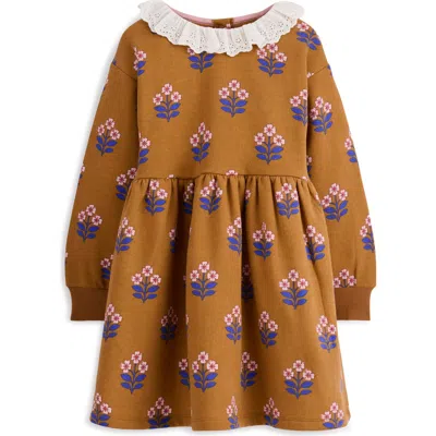 Mini Boden Kids' Frill Sweater Dress In Brown