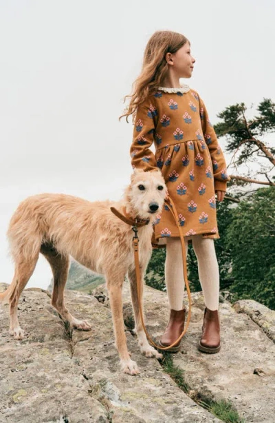 Mini Boden Kids' Frill Sweater Dress In Brown