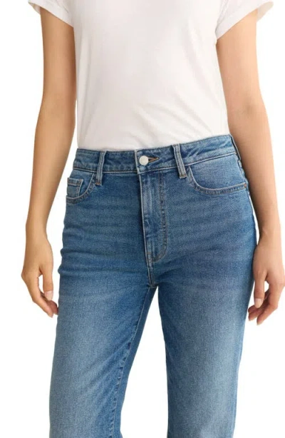 Warp & Weft Warp+weft Nao Raw Hem High Waist Crop Bootcut Jeans In Blue