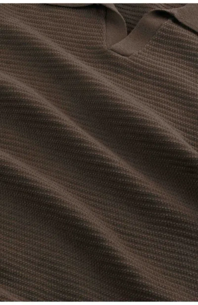 Nn07 Paul 60019 Long Sleeve Ribbed Organic Cotton Polo Sweater In Gray