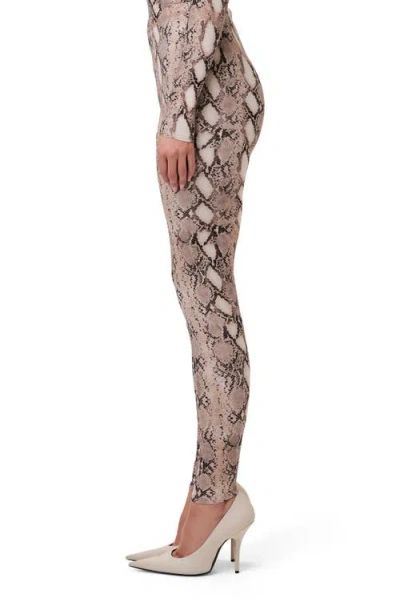 Naked Wardrobe Snakeskin Print High Waist Leggings In Animal Print