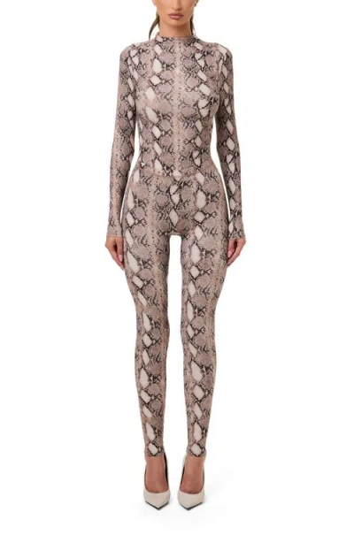 Naked Wardrobe Snakeskin Print High Waist Leggings In Animal Print