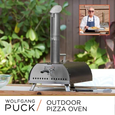 Wolfgang Puck Outdoor Pizza Oven, Durable Stainless Steel, Portable Pizza Oven, Compact Storage, Pel In Silver