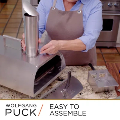 Wolfgang Puck Outdoor Pizza Oven, Durable Stainless Steel, Portable Pizza Oven, Compact Storage, Pel In Silver