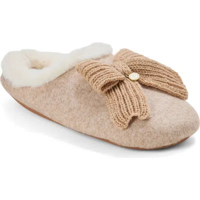 Dearfoams Josie Knit Clog Slipper With Bow In Brown