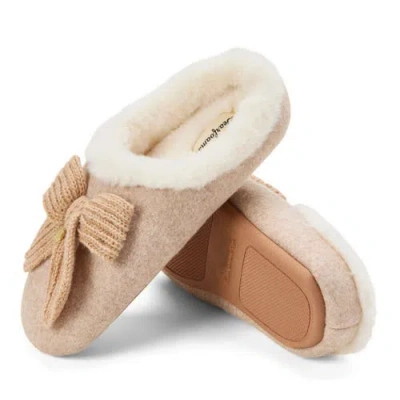 Dearfoams Josie Knit Clog Slipper With Bow In Brown