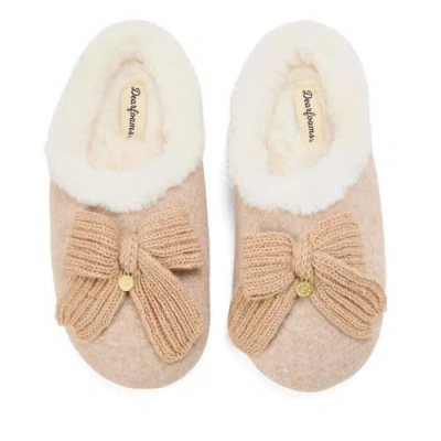 Dearfoams Josie Knit Clog Slipper With Bow In Brown