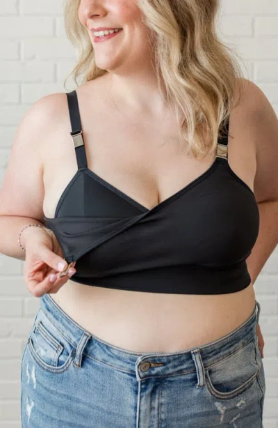Davin & Adley Sophie Maternity And Nursing Bralette In Black