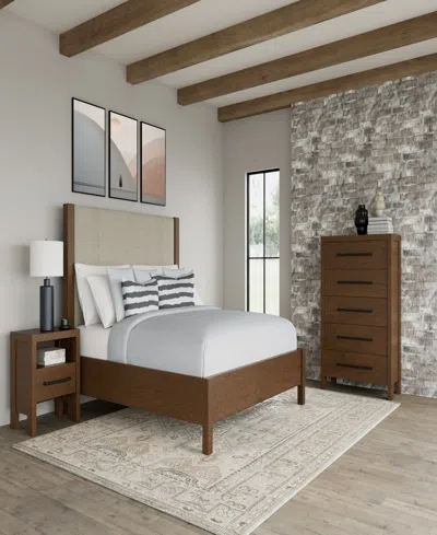 Macy's Davie King 3-pc. Set (upholstered Bed, Chest & 1-drawer Nightstand) In Brown