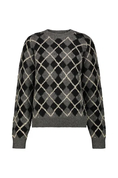 Khaite Pratt Oversize Argyle Plaid Cashmere Sweater In Multi