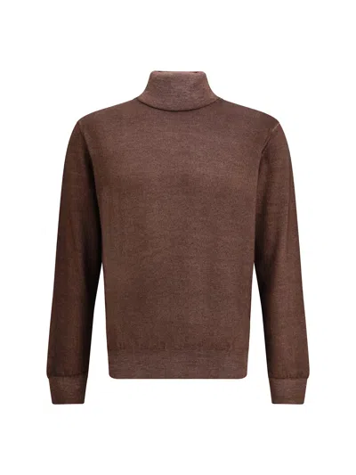 Cruciani Ribbed Turtleneck Knitwear In Brown