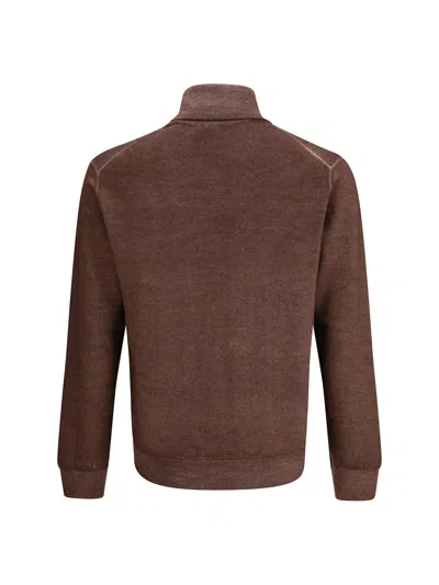 Cruciani Ribbed Turtleneck Knitwear In Brown