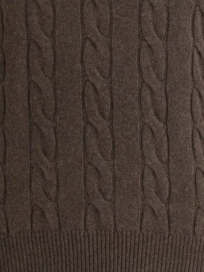 Aragona Cashmere Braided Turtleneck Knitwear In Brown