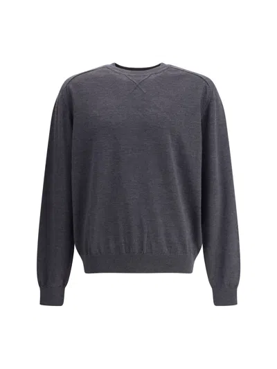 Jacquemus Long Sleeve Crewneck Sweater With Ribbed Cuffs In Blue