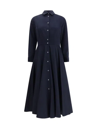 Ella Long Flared Dress In Blue